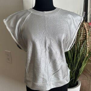 Anthropologie Pilcro Cap Sleeve Silver Women's Top - Size XL